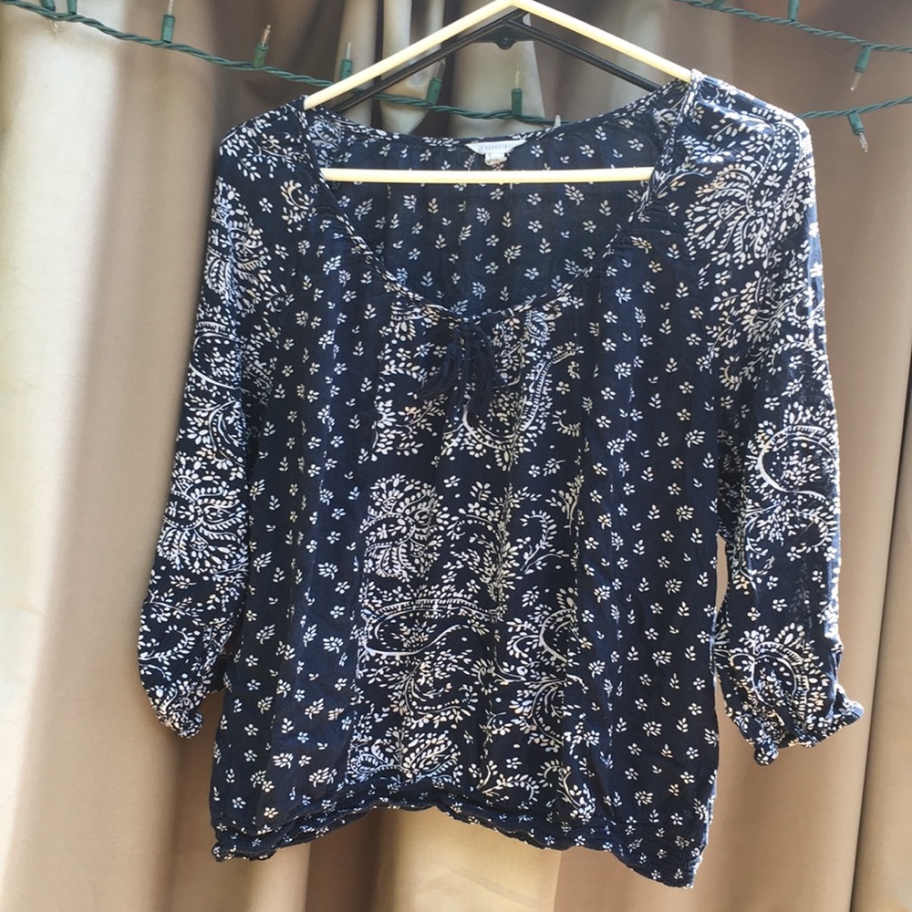 Blue and White Blouse